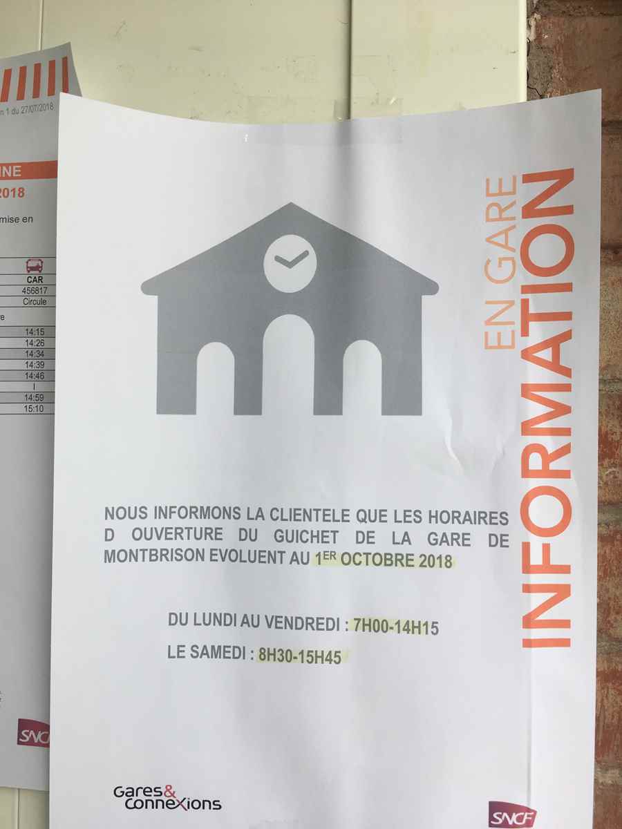 petite affiche SNCF fermeture guichet